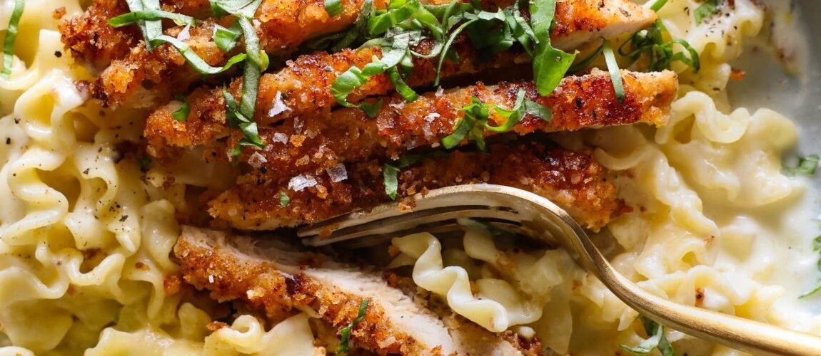 Crispy Parmesan Chicken with Creamy Lemon Pasta